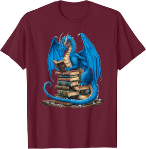 Book Lover Bookworm Reading Books Dragon T-Shirt - T-Shirt | Maroon