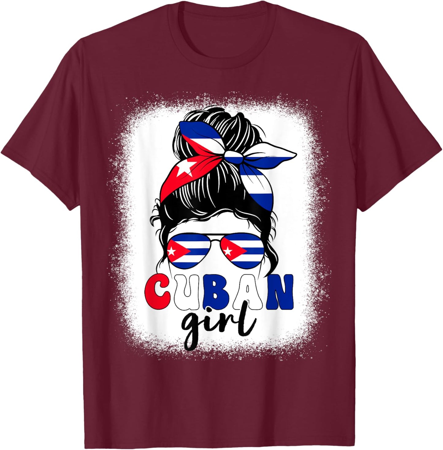 Cuban Girl Messy Bun Cuba Pride Patriotic Kids T-Shirt - T-Shirt | Maroon