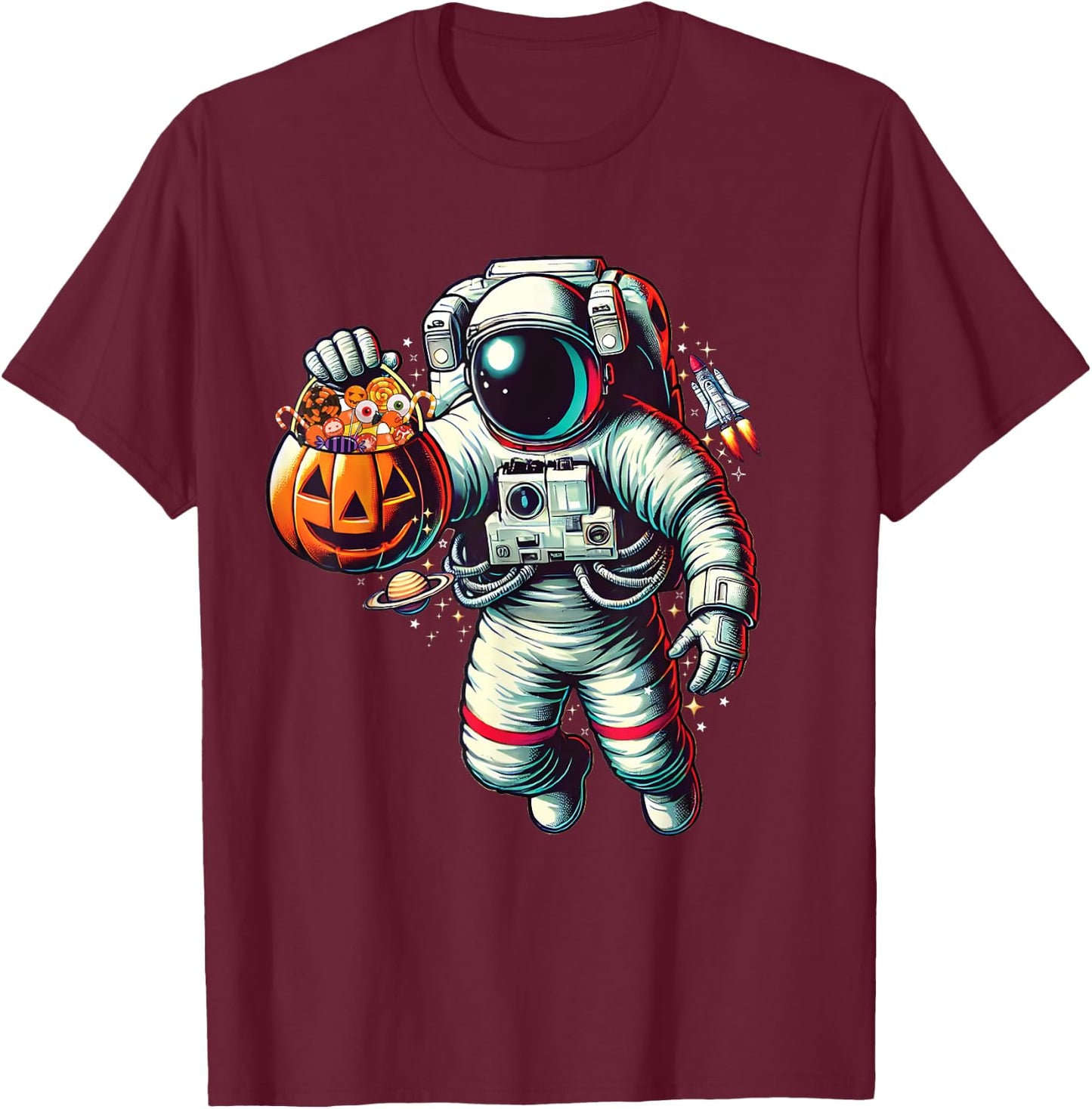 Space Astronaut Celebrating Halloween Kids Boys Toddlers T-Shirt - T-Shirt | Maroon