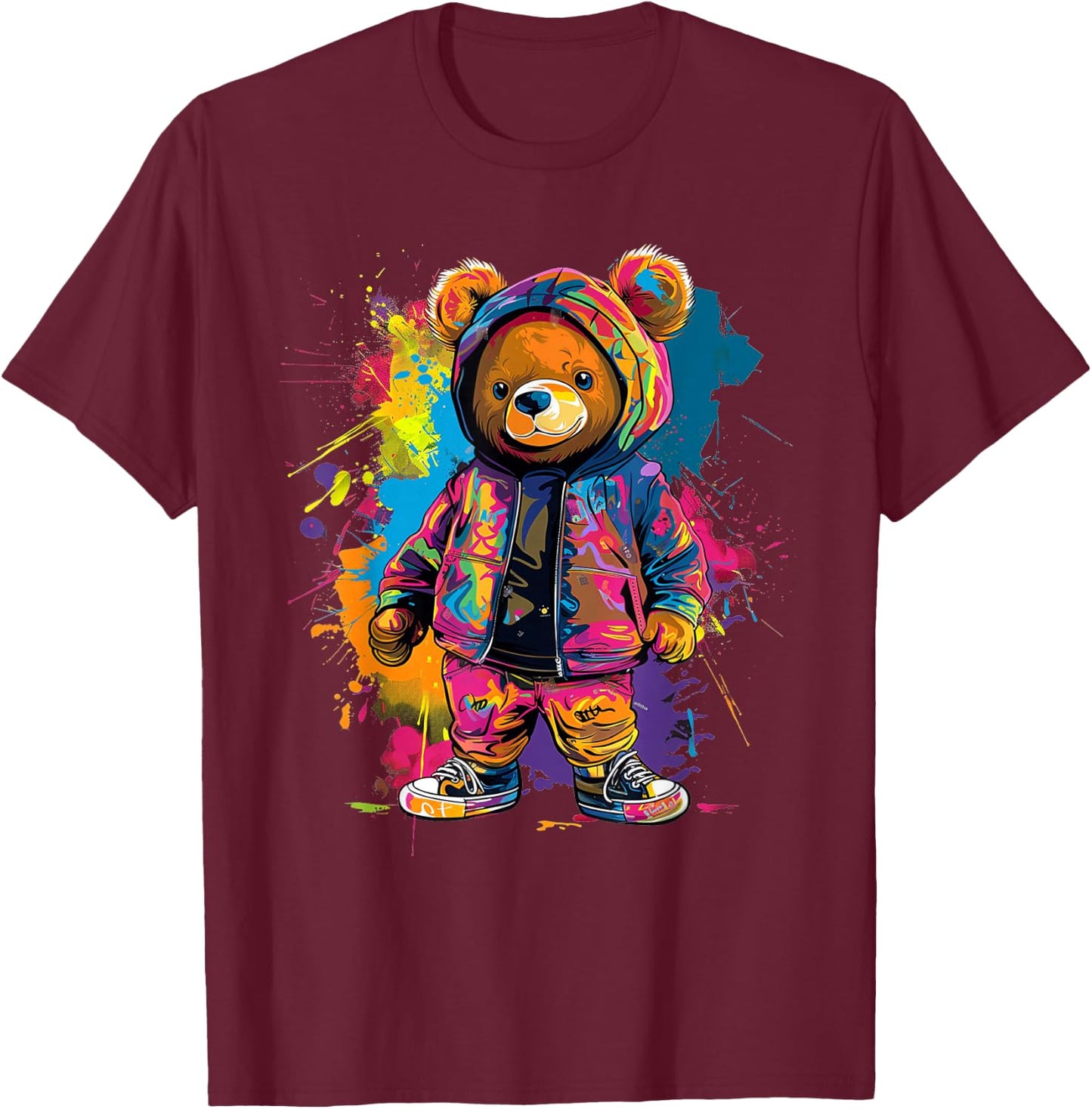 Colorful Teddy Bear Men Women Kids T-Shirt - T-Shirt | Maroon