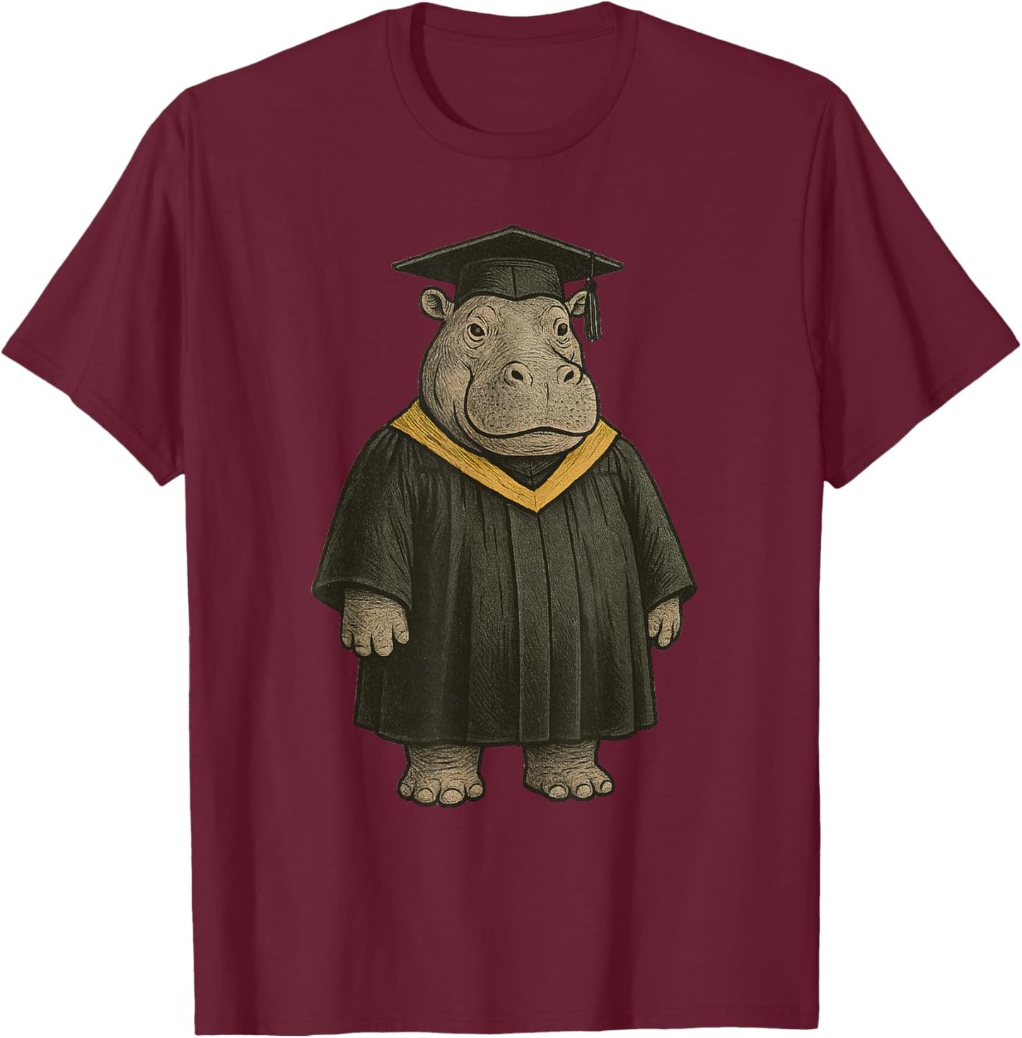 Cute Hippopotamus Graduation Hippo T-Shirt - T-Shirt | Maroon