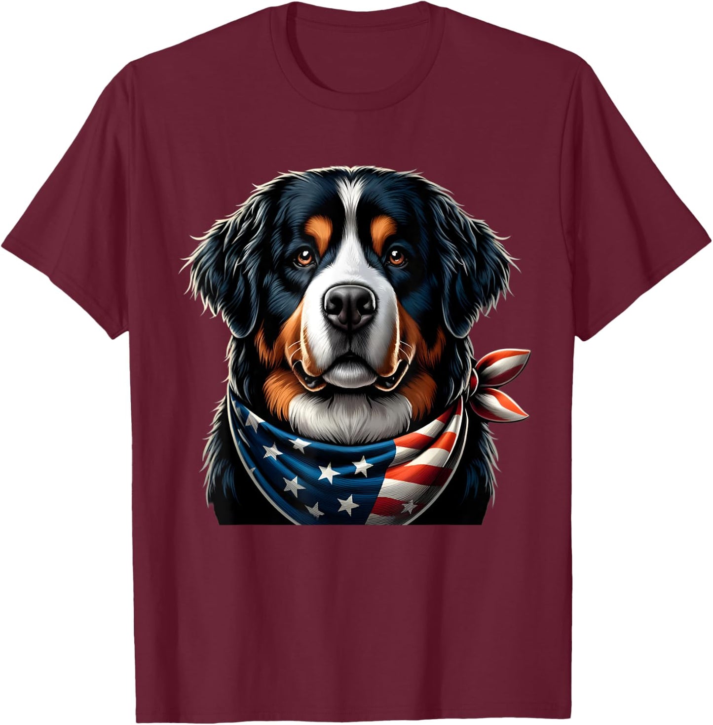 Bernese Mountain dog usa american flag T-Shirt - T-Shirt | Maroon