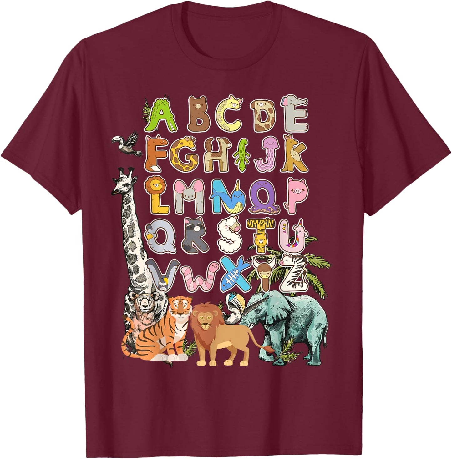 Forest Animals & Jungle Animal Idea For Kids & Animal Themed T-Shirt - T-Shirt | Maroon