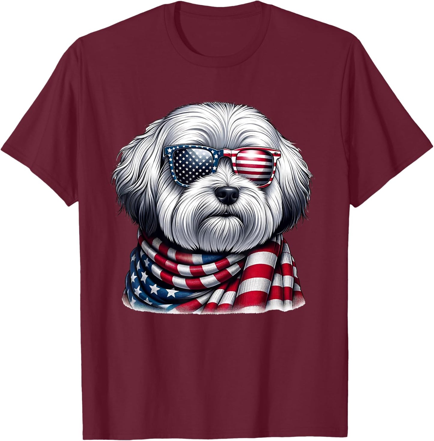 Coton de Tulear Lover US Flag 4th Of July Patriotic T-Shirt - T-Shirt | Maroon