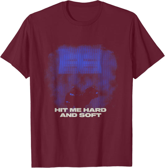 Official Billie Eilish HIT ME HARD AND SOFT Blue Photo T-Shirt - T-Shirt | Maroon
