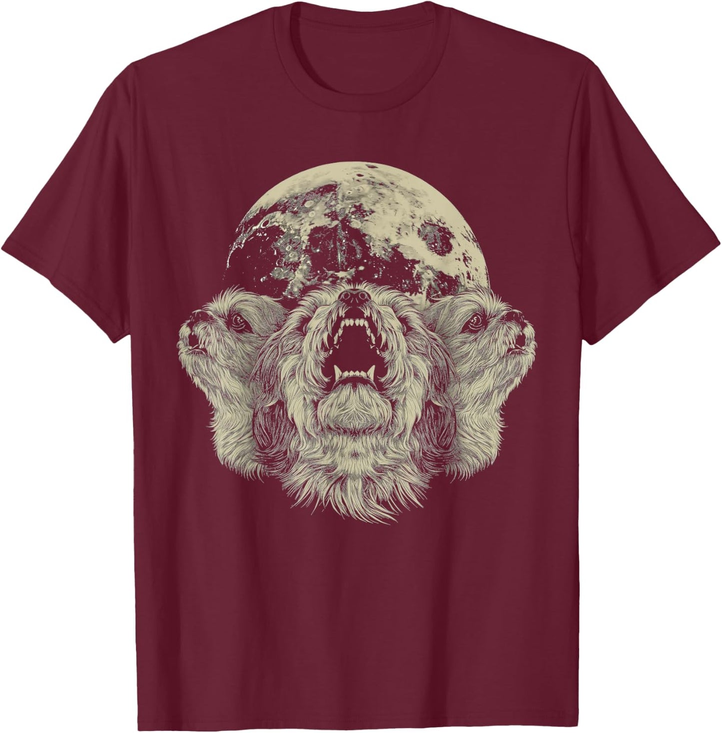 Shih Tzu Dog Howling Moon T-Shirt - T-Shirt | Maroon