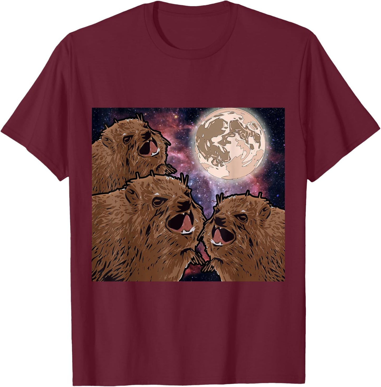 Three Hyrax Moon T-Shirt - T-Shirt | Maroon