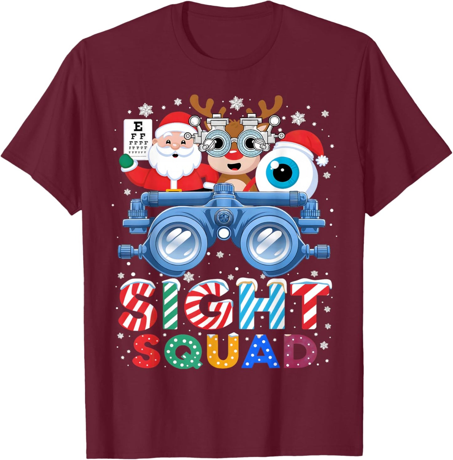 Sight Squad Christmas Optometrist Shirt Eye Doctor Optician T-Shirt - T-Shirt | Maroon