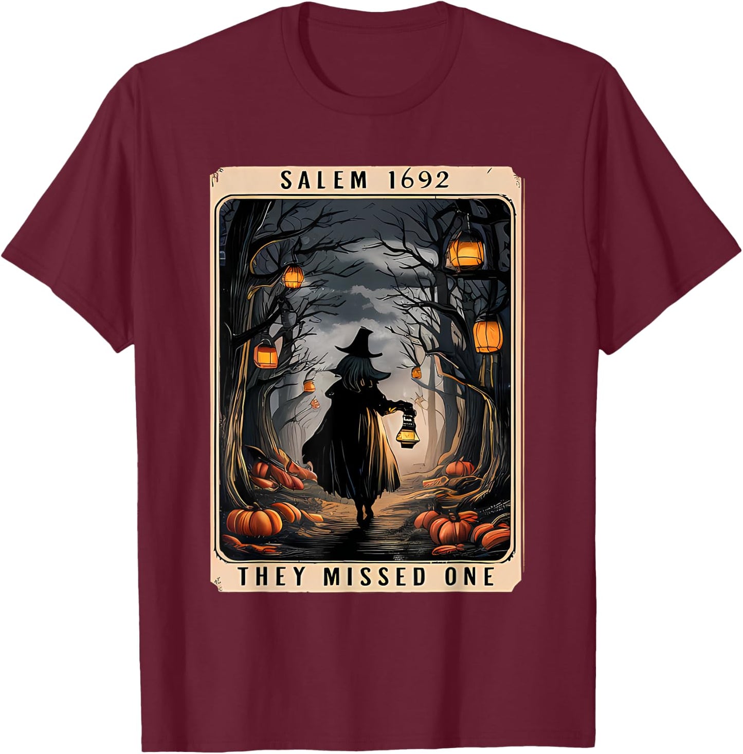 Salem 1692 Halloween Witch They Missed One Tarot Card Women T-Shirt - T-Shirt | Maroon