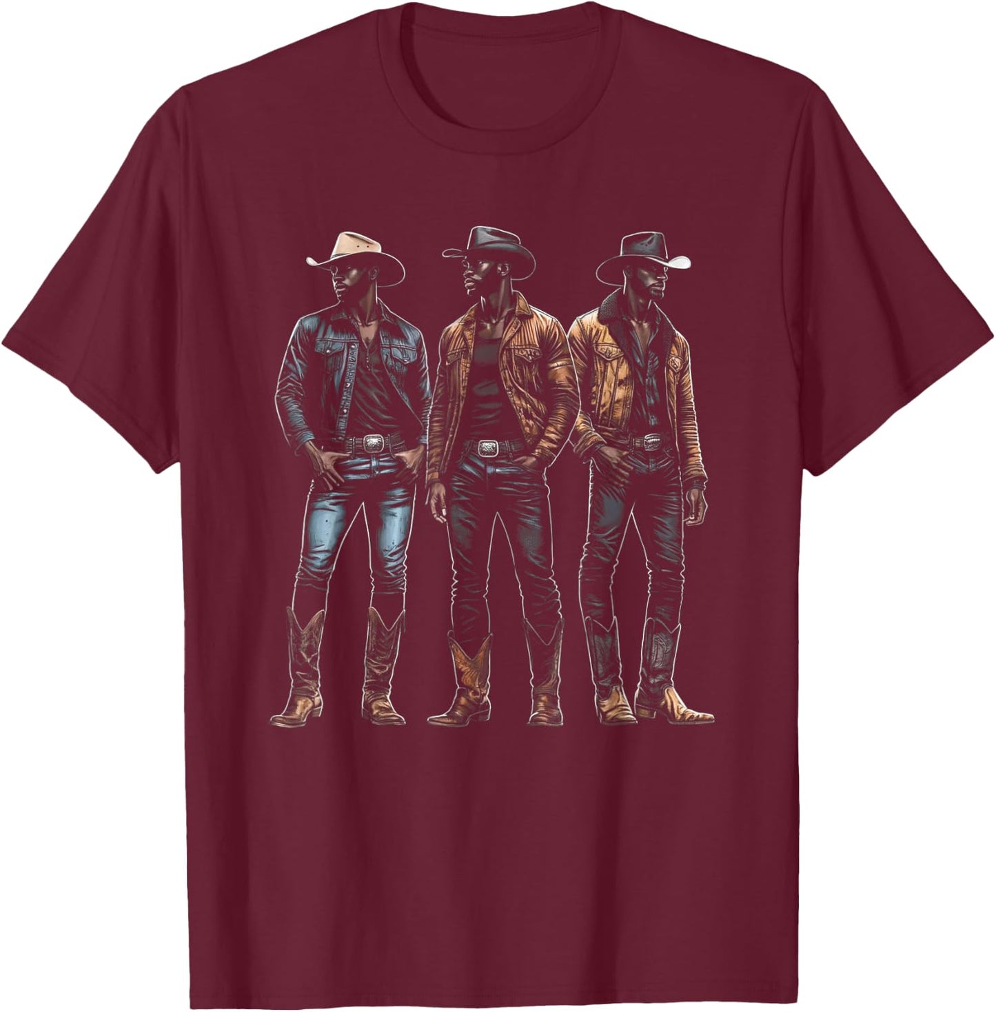 Black Cowboy Western Rodeo Melanin Black History Texas Men T-Shirt - T-Shirt | Maroon