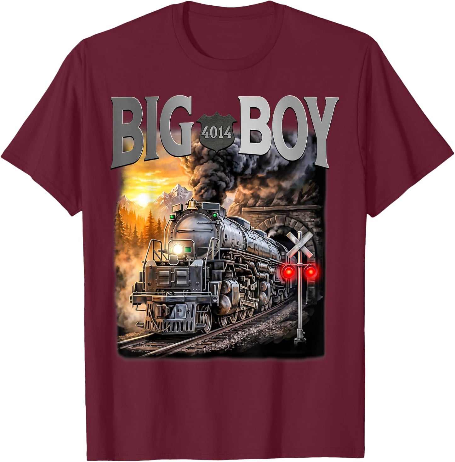 Big Boy 4014 Vintage Steam Locomotive Railroad Train Engine T-Shirt - T-Shirt | Maroon