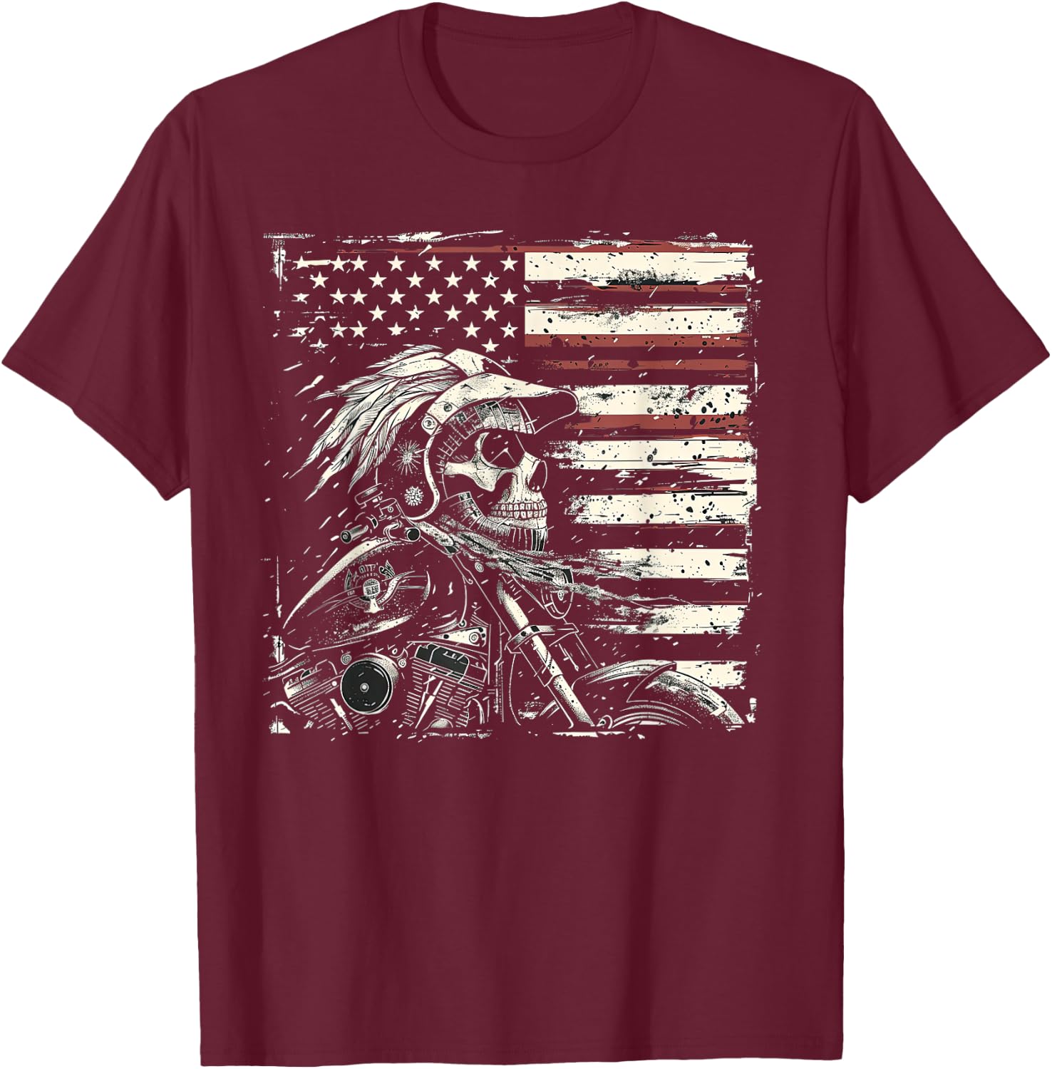 Native American Bikes Motorcycle Indian Bikers Old Classic T-Shirt - T-Shirt | Maroon