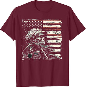 Native American Bikes Motorcycle Indian Bikers Old Classic T-Shirt - T-Shirt | Maroon