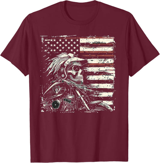 Native American Bikes Motorcycle Indian Bikers Old Classic T-Shirt - T-Shirt | Maroon