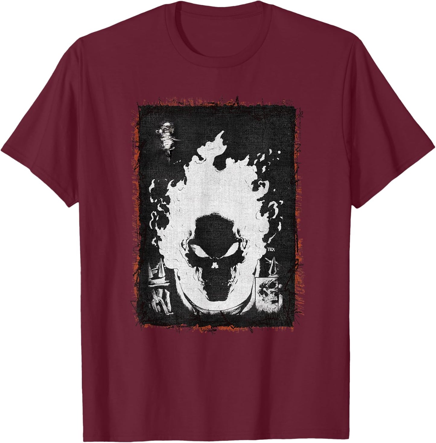 Marvel Ghost Rider Flaming Skull T-Shirt - T-Shirt | Maroon