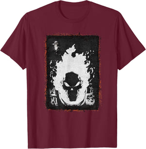 Marvel Ghost Rider Flaming Skull T-Shirt - T-Shirt | Maroon