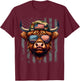 Highland Cow 4th July USA Flag Dad Father America Men Boys T-Shirt - T-Shirt | Maroon