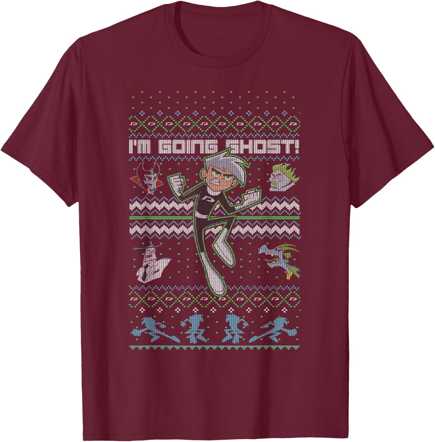 Danny Phantom Christmas I'm Going Ghost Ugly Sweater T-Shirt - T-Shirt | Maroon