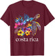 Costa Rica Sea Turtle Flowers Diving Surfer Souvenir T-Shirt - T-Shirt | Maroon