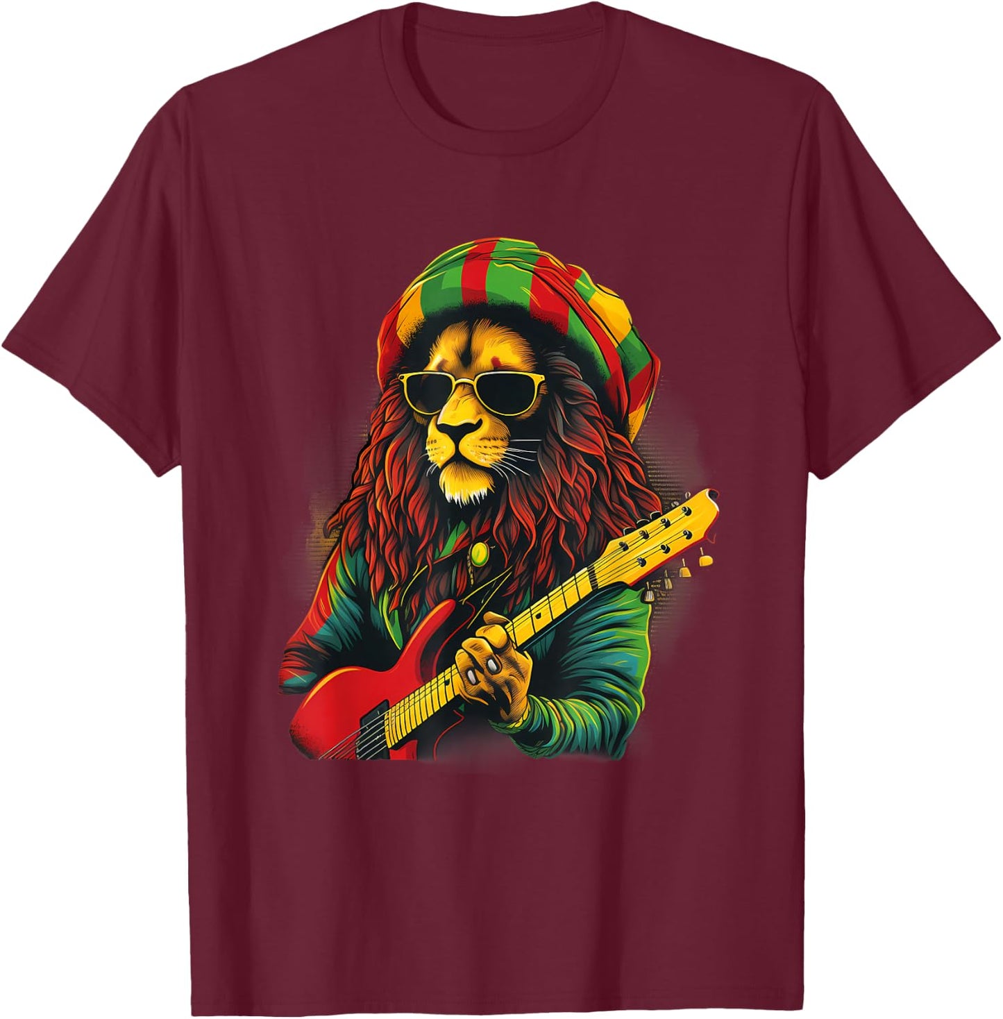 Rasta Reggae Lion Jamaica Rastafarian Roots Lion Of Judah T-Shirt - T-Shirt | Maroon