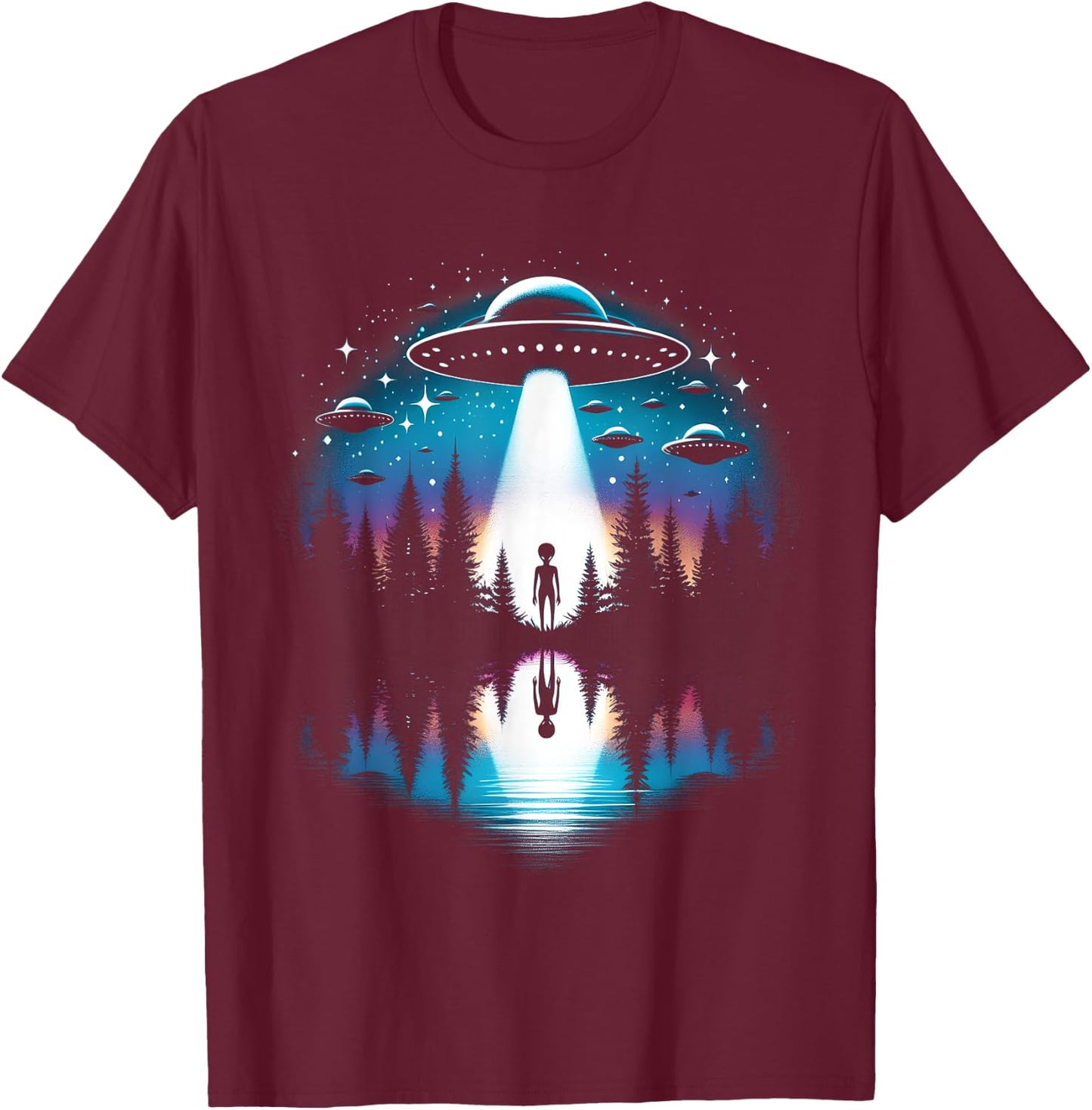 UFO Abduction Aliens Lover Extraterrestrial UFO Day Lover T-Shirt - T-Shirt | Maroon