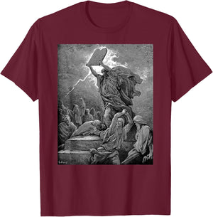 Gustave Dore Moses Breaks the Tablets of the Law T-Shirt - T-Shirt | Maroon