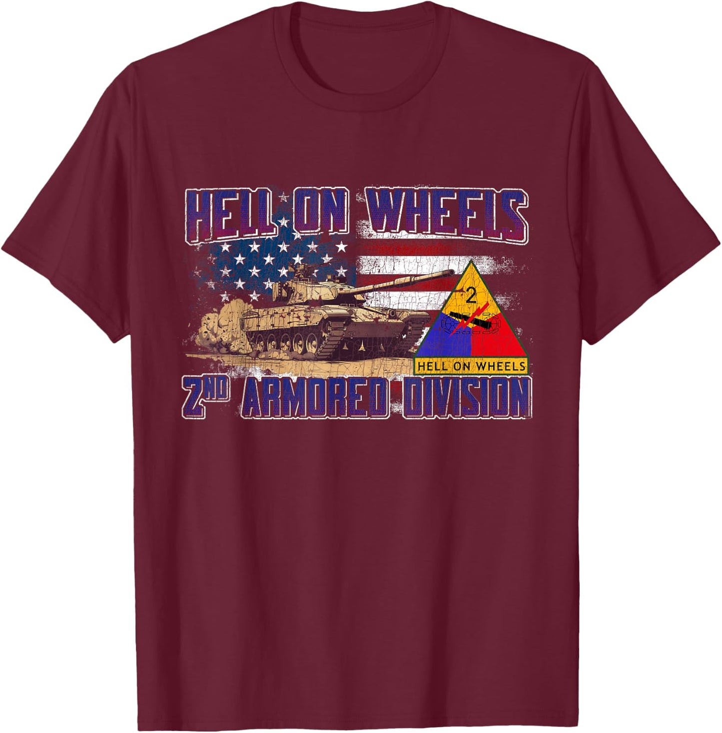 2nd Armored Division Ft Hood Texas Vintage Gifts T-Shirt - T-Shirt | Maroon