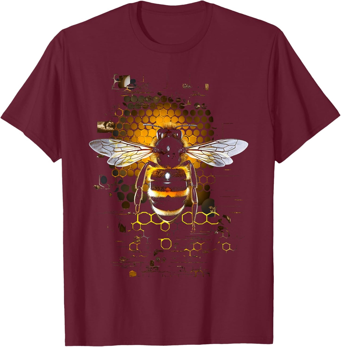 Bee Animal Motif Artwork Bee T-Shirt - T-Shirt | Maroon