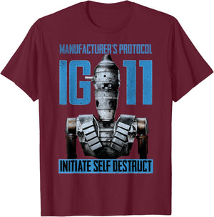 Star Wars The Mandalorian IG-11 Manufacturer's Protocol T-Shirt - T-Shirt | Maroon