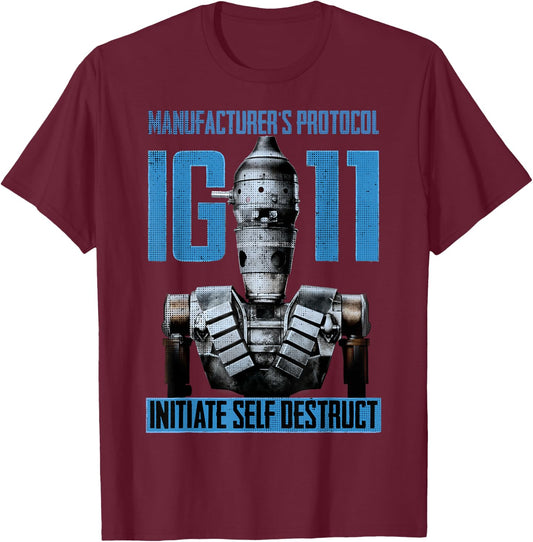 Star Wars The Mandalorian IG-11 Manufacturer's Protocol T-Shirt - T-Shirt | Maroon