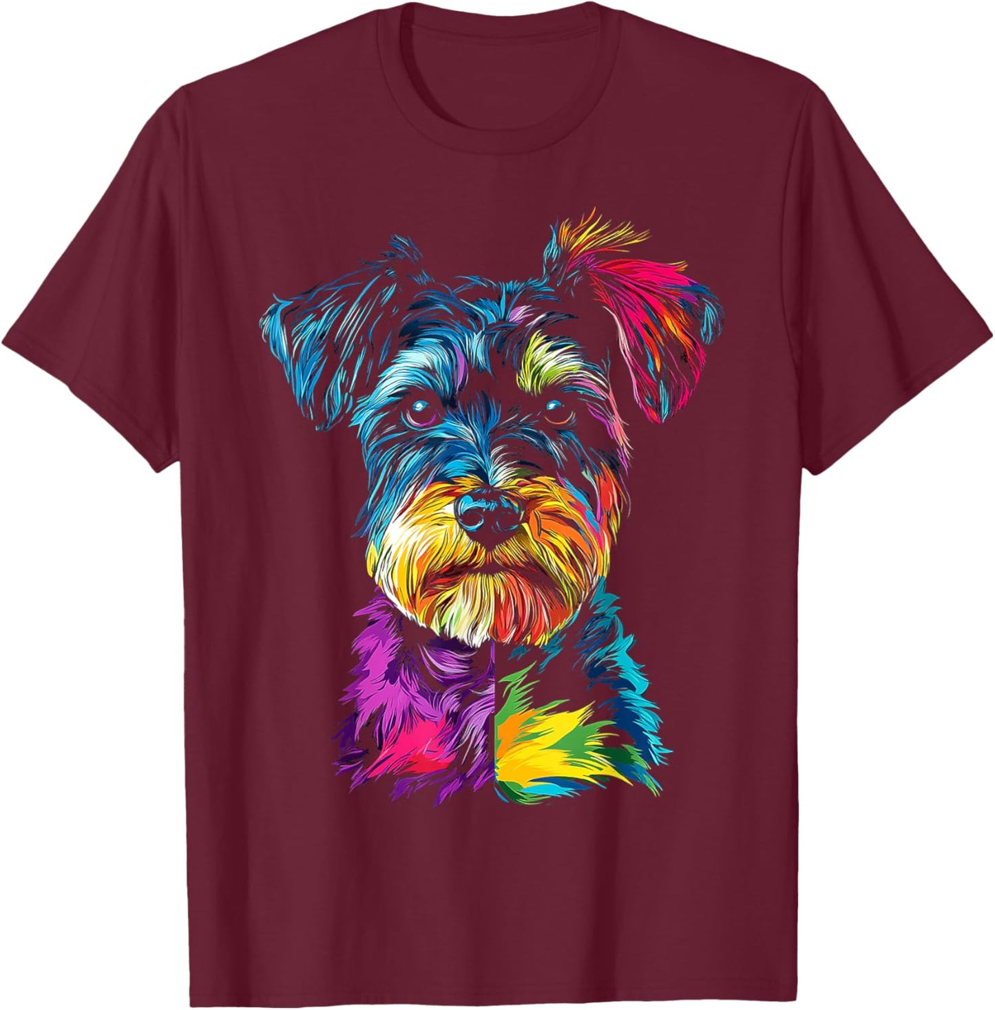 Schnauzer Dog Motif Pet Art Schnauzer T-Shirt - T-Shirt | Maroon