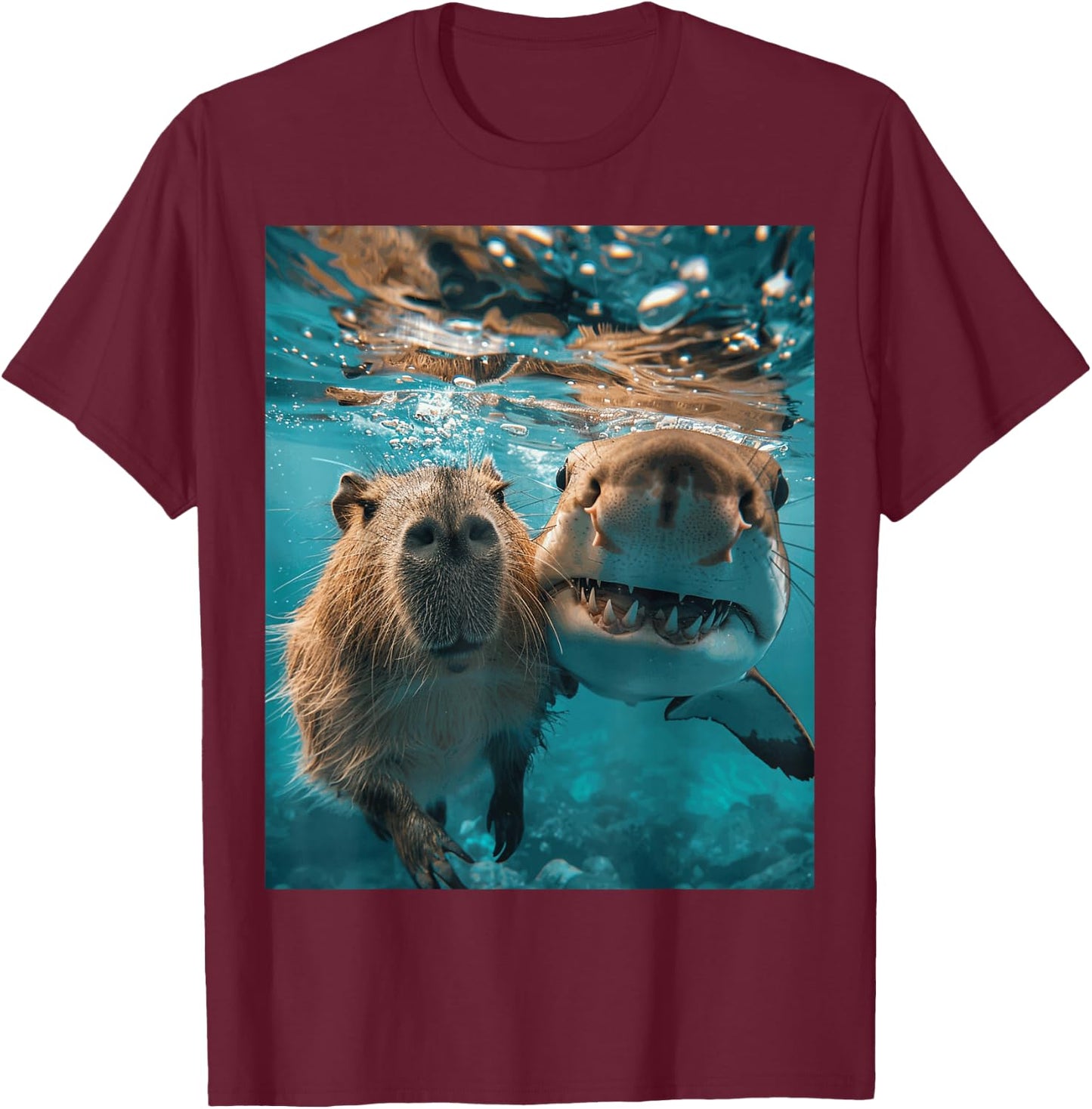 Funny Graphic Capybara T-Shirt - T-Shirt | Maroon
