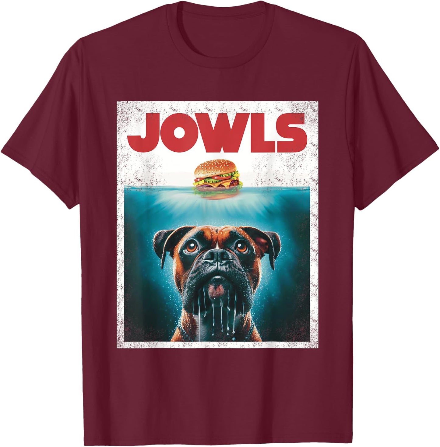 Funny Boxer Brown Brindle Jowls Burger, Wigglebutt Dog Mom Men Women Girls Kids T-Shirt - T-Shirt | Maroon