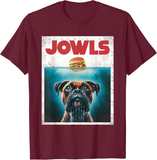 Funny Boxer Brown Brindle Jowls Burger, Wigglebutt Dog Mom Men Women Girls Kids T-Shirt - T-Shirt | Maroon