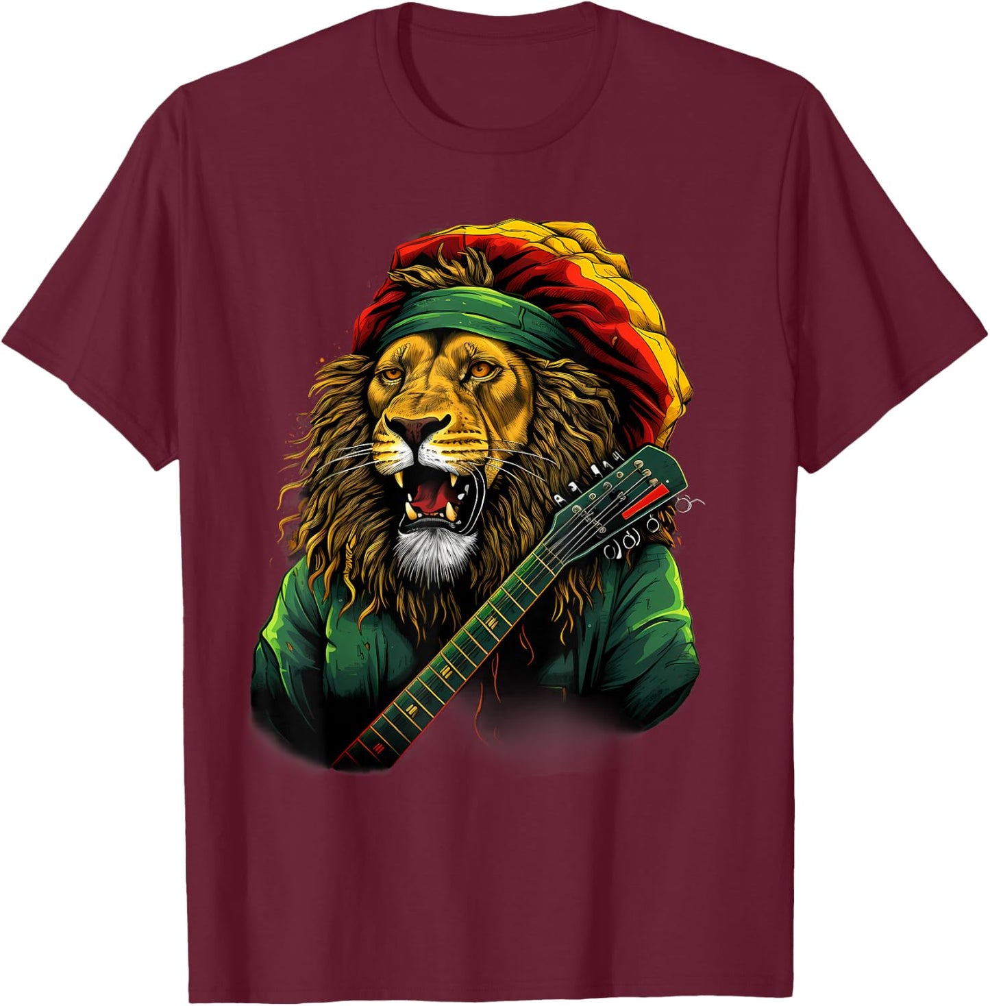 Rasta Reggae Lion Rastafarian Pride Rasta Roots Rastafari T-Shirt - T-Shirt | Maroon