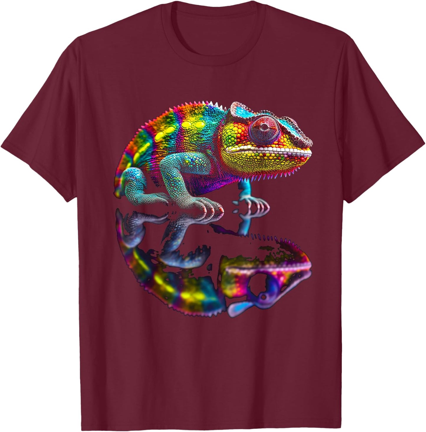 Chameleon Animal Graphic Illustration Chameleon T-Shirt - T-Shirt | Maroon