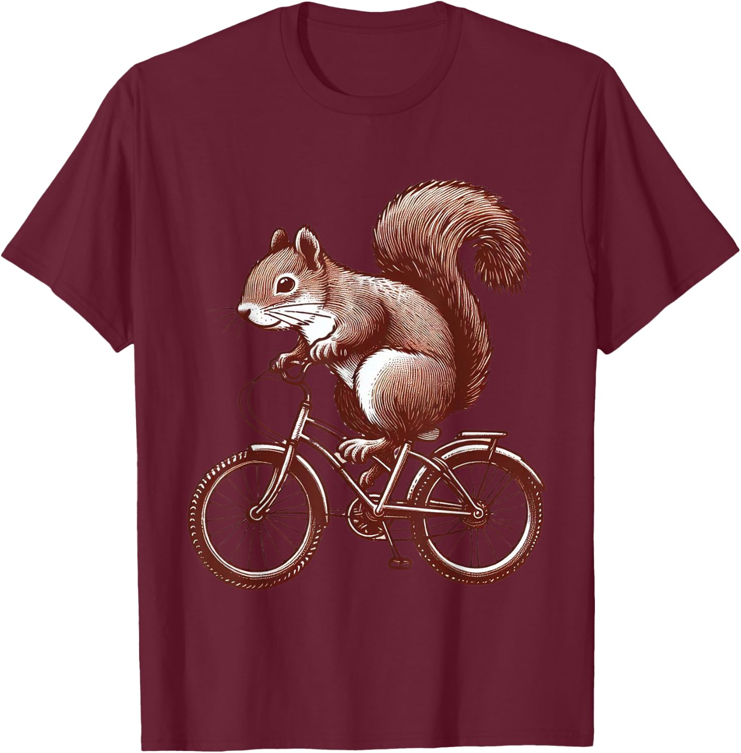 Squirrel Riding A Bicycle Vintage Bike Squirrel T-Shirt - T-Shirt | Maroon
