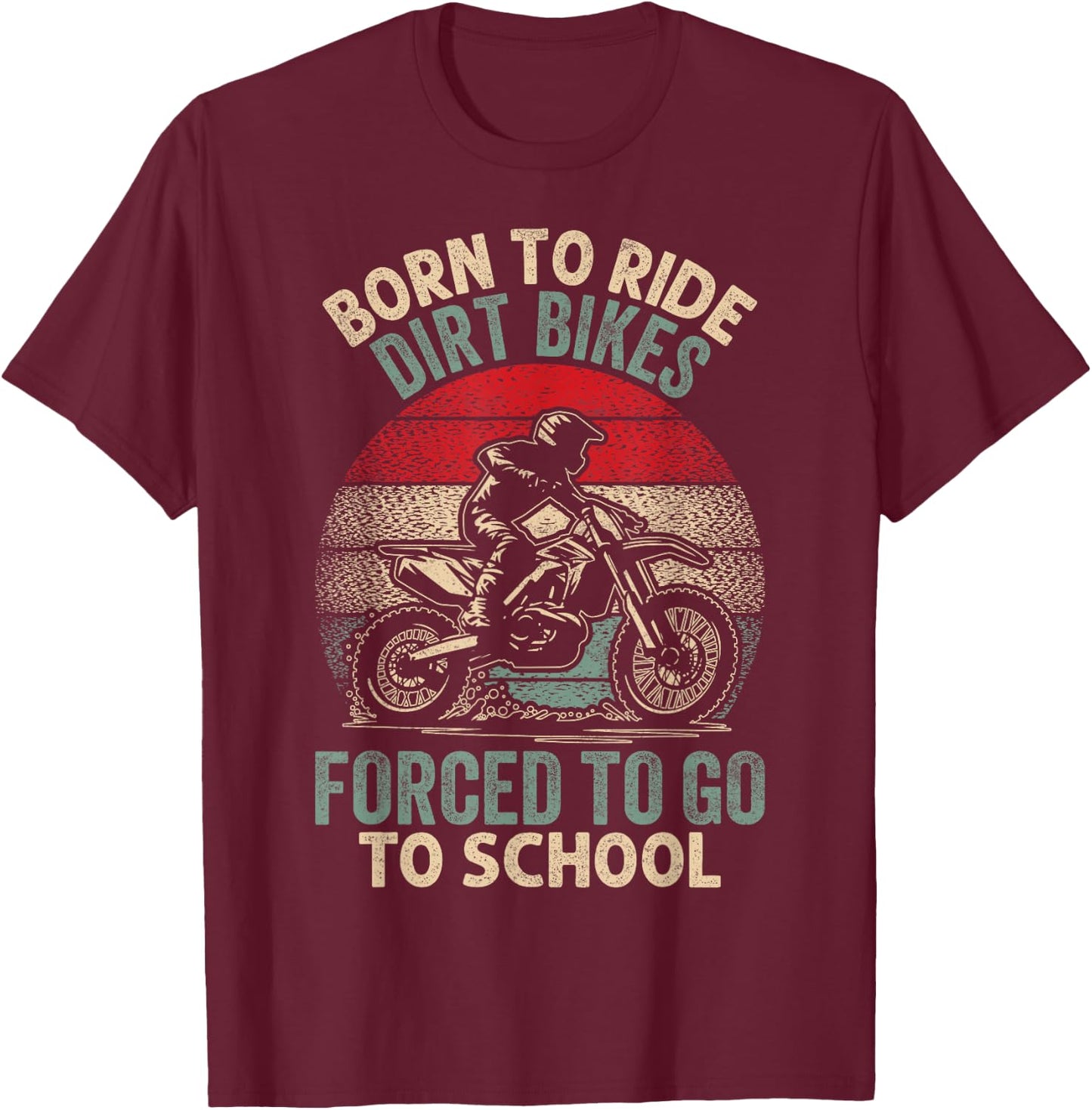 Cool Dirt Bike Art For Kids Men Motocross Dirtbike Rider T-Shirt - T-Shirt | Maroon