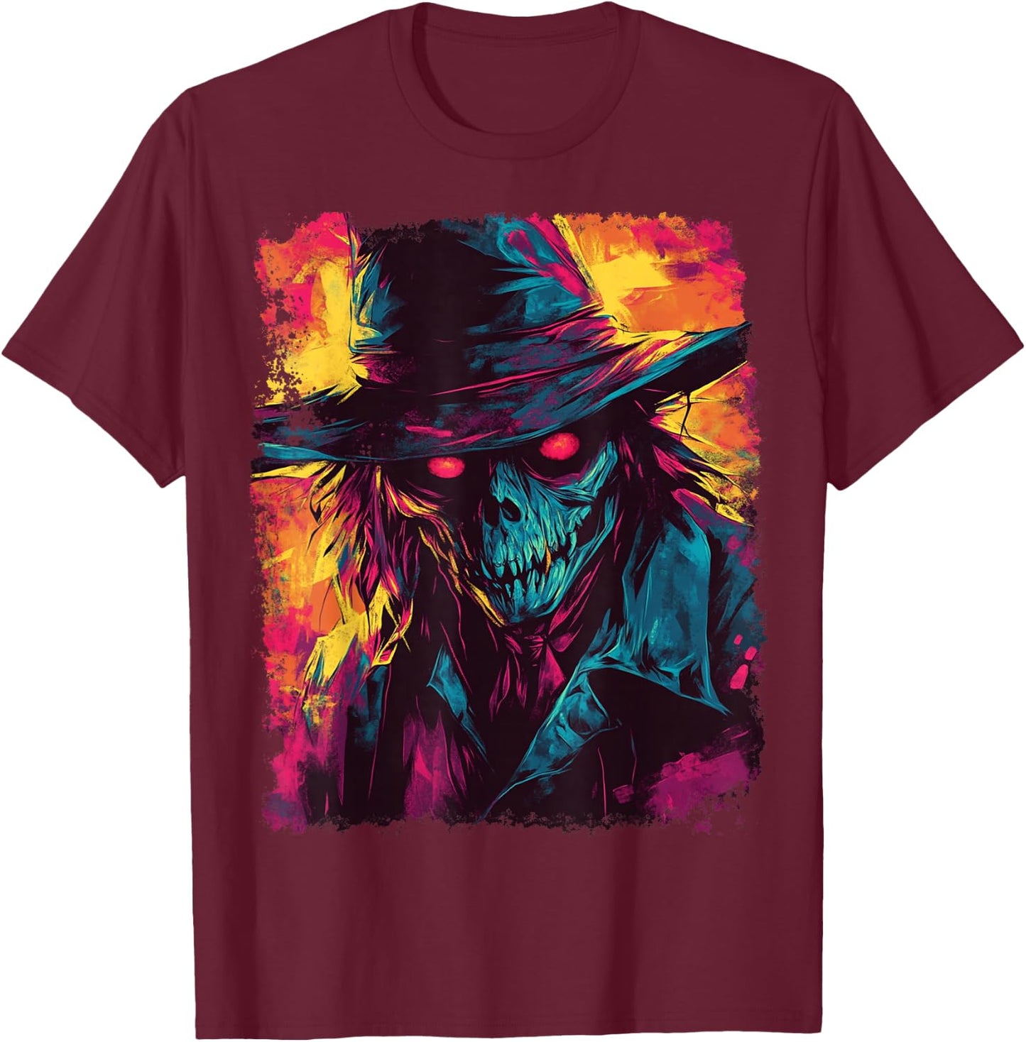 Halloween Scarecrow T-Shirt - T-Shirt | Maroon