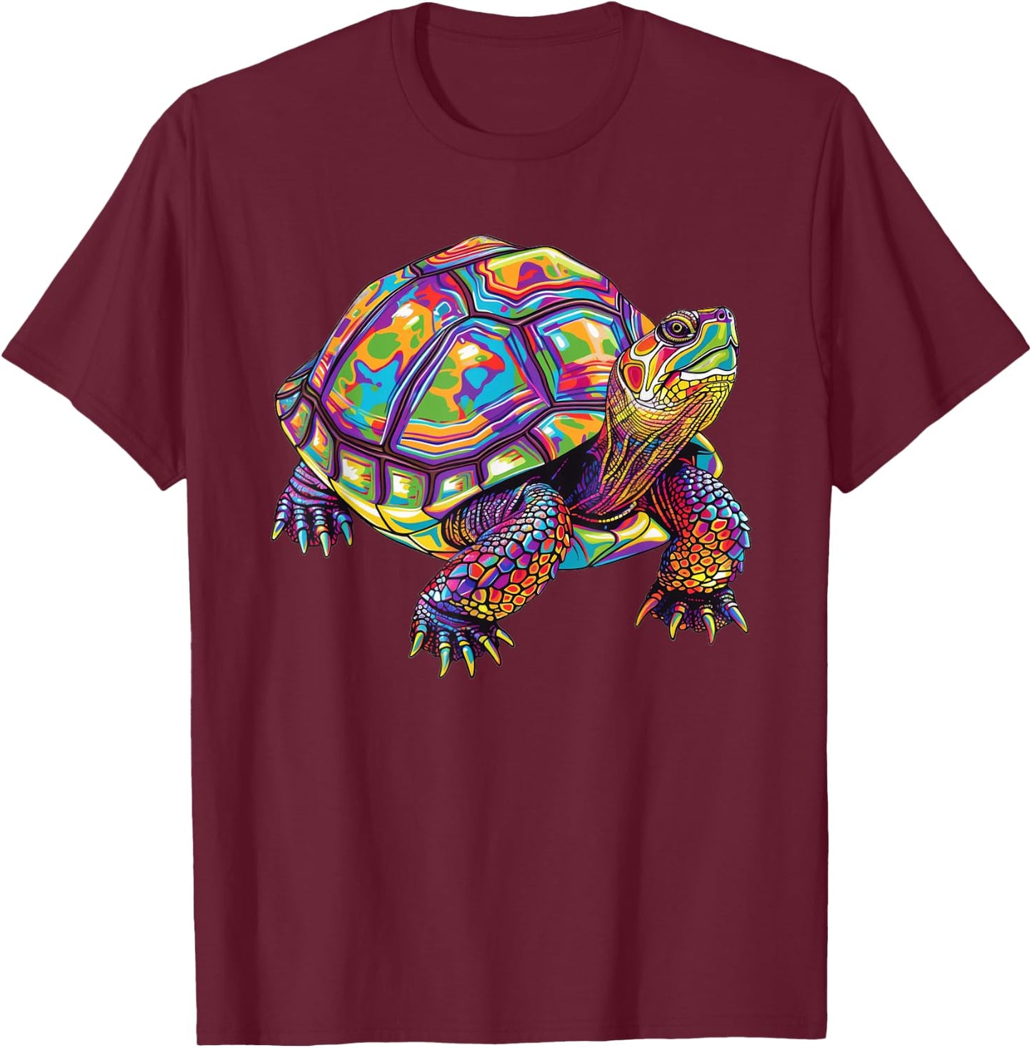 Eastern Box Turtle Psychedelic T-Shirt - T-Shirt | Maroon