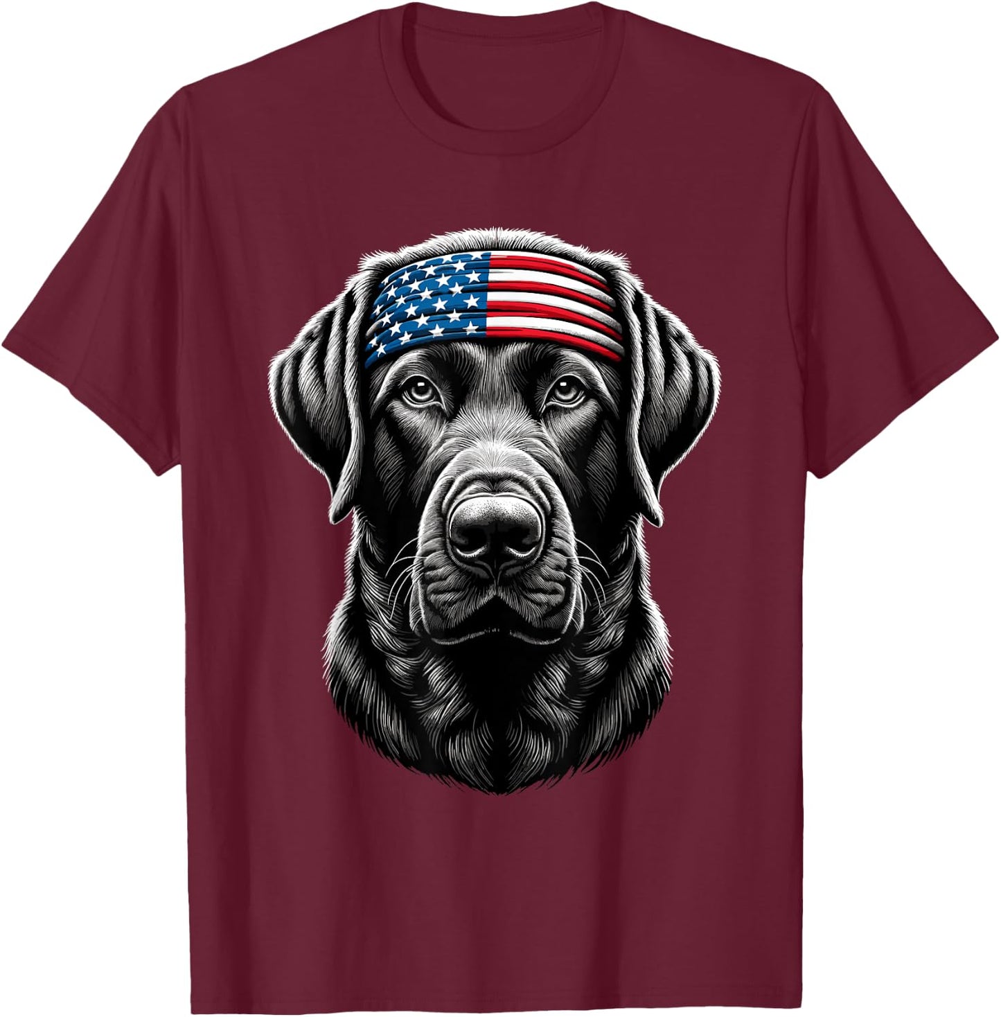 Black Labrador Patriotic Lab 4th Of July USA American Flag Men T-Shirt - T-Shirt | Maroon