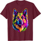 Colorful German Shepherd Face Cute GSD Lover Men Women Black T-Shirt - T-Shirt | Maroon