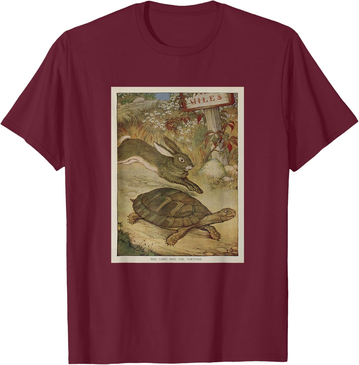 Aesop's Fables - Tortoise and The Hare T-Shirt - T-Shirt | Maroon