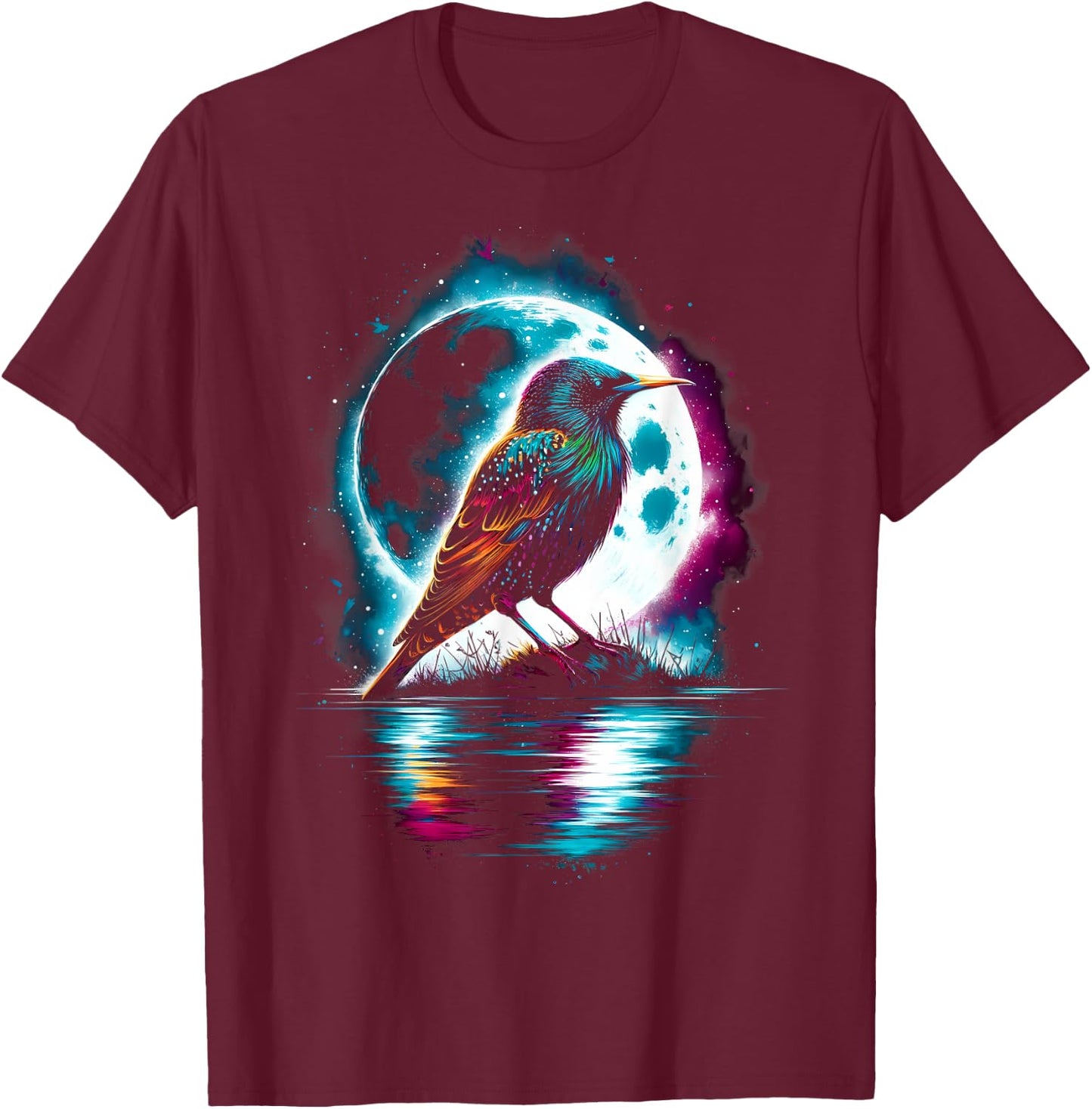 Colorful Starling Bird Spirit Animal Cool Illustration T-Shirt - T-Shirt | Maroon