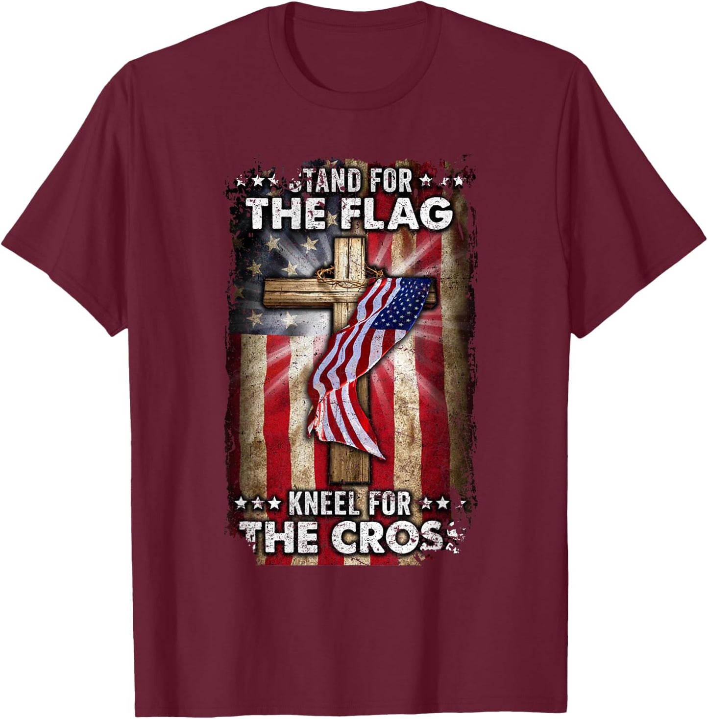 USA Flag Religious Quote 4th of July Christian Faith T-Shirt - T-Shirt | Maroon