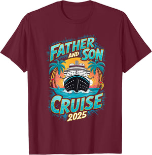 Father and Son Cruise Ship 2025 Family Vacation Matching T-Shirt - T-Shirt | Maroon