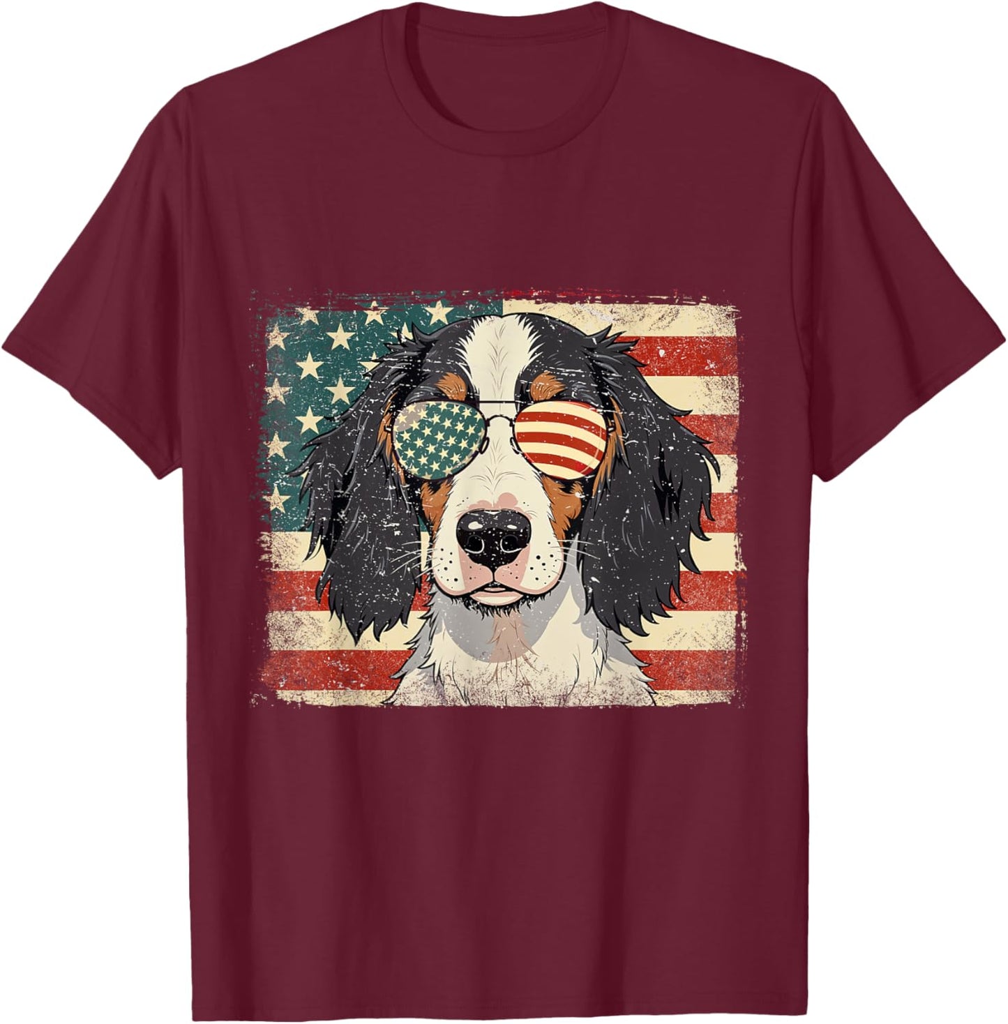 Patriotic English Setter Dog Lover USA Flag 4th Of July Men Women Kids T-Shirt - T-Shirt | Maroon