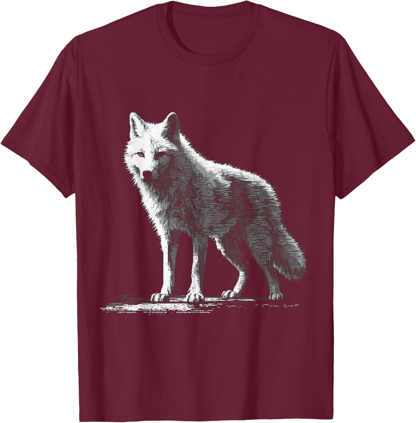White wolf in pixels - animal art motif wolf T-Shirt - T-Shirt | Maroon