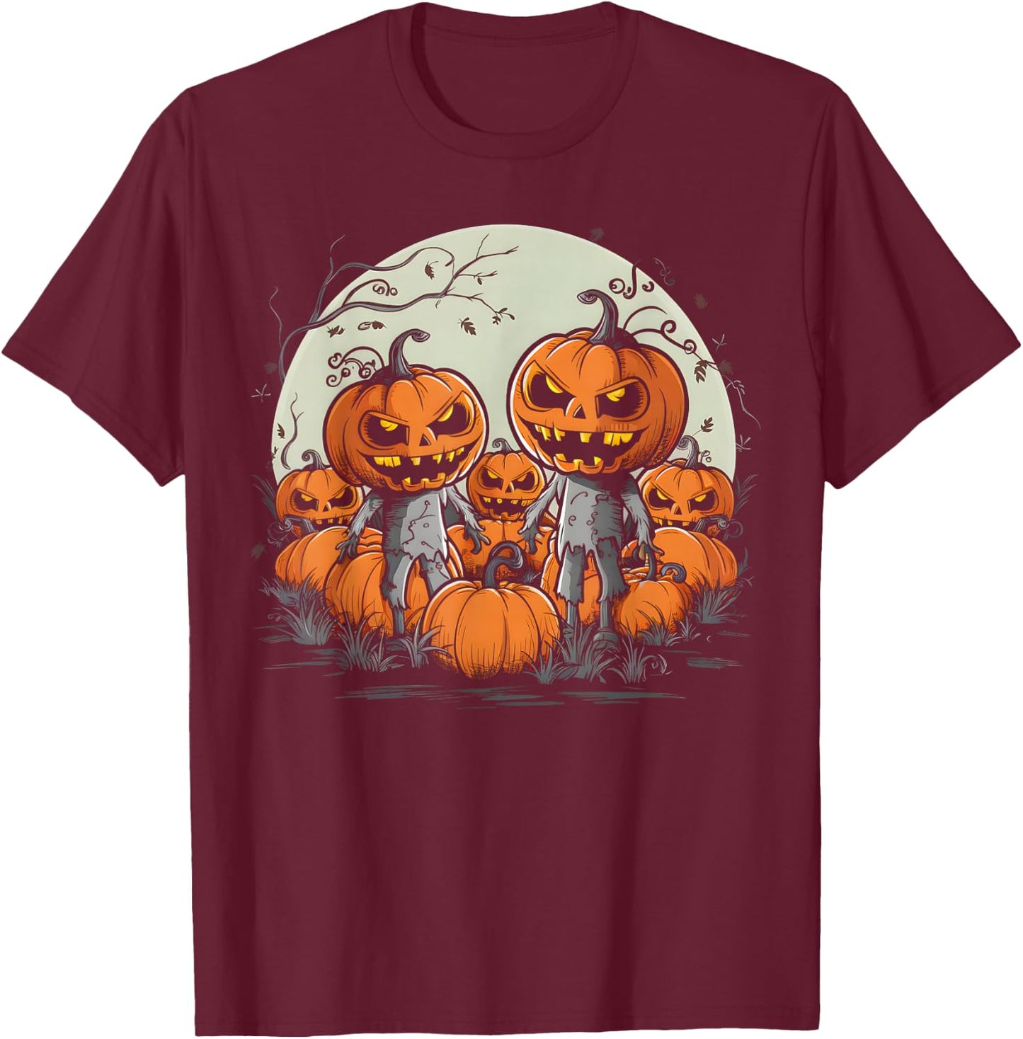 Spooky Zombie Pumpkins eerie Halloween T-Shirt - T-Shirt | Maroon