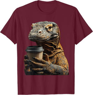 Komodo Dragon Coffee T-Shirt - T-Shirt | Maroon